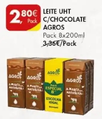 Pingo Doce LEITE UHT C/CHOCOLATE AGROS Pack 8x200ml promoção