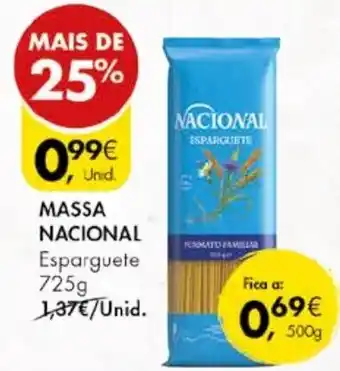 Pingo Doce MASSA NACIONAL Esparguete 725g promoção