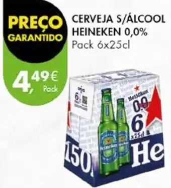 Pingo Doce CERVEJA C/ÁLCOOL HEINEKEN 0,0% Pack 6x25cl promoção