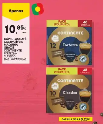 Continente CÁPSULAS CAFÉ COMPATÍVEIS MÁQUINA GRAZIE CONTINENTE promoção