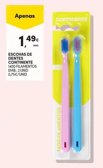 ESCOVAS DE DENTES CONTINENTE 1400 FILAMENTOS EMB.: 2 UNID