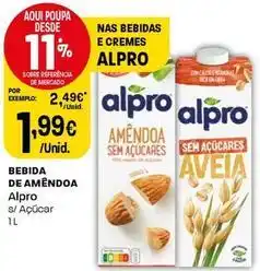 Intermarché Alpro - bebida de amêndoa promoção