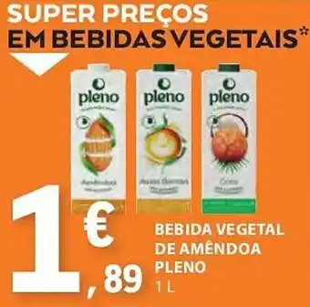 E.Leclerc BEBIDA VEGETAL DE AMÊNDOA PLENO 1 L promoção