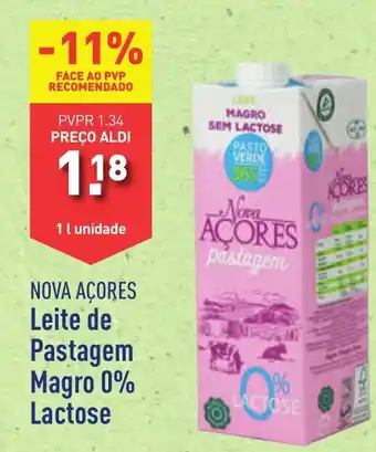 ALDI NOVA AÇORES Leite de Pastagem Magro 0% Lactose promoção