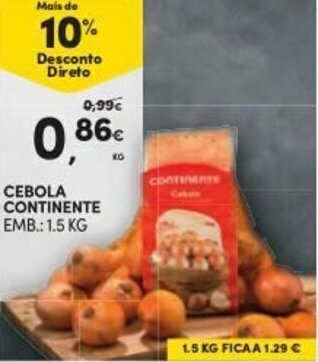 Continente Cebola Continente 1.5kg promoção