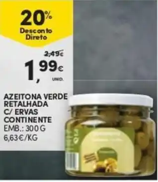 Continente Azeitona Verde Retalhada C/Ervas Contienente 300g promoção