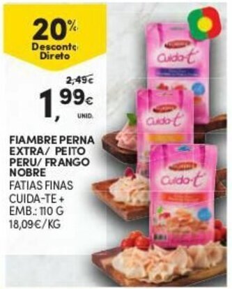 Continente Fiambre Perna Extra/ Peito Peru Frango Nobre 110g promoção