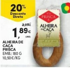 Continente Alheira de Caça Prisca 180g promoção