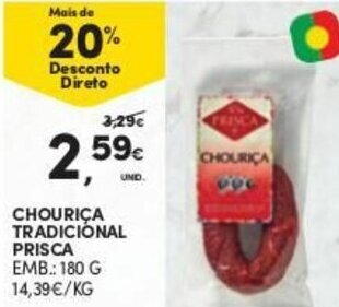 Continente Chouriça Tradicional Prisca 180g promoção