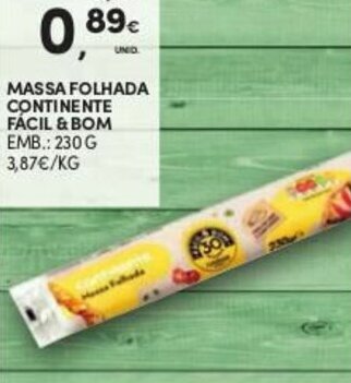 Continente Massa Folhada Continente Fácil&Bom 230g promoção