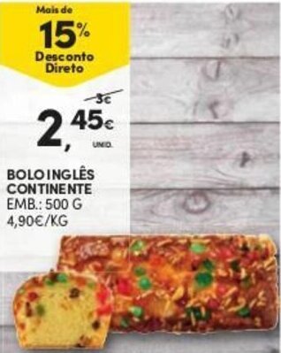 Continente Bolo Inglês Continente 500g promoção