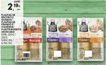 Flautas de Bacon E 2 Queijos/Flautas de Frango e 2 Queijos/Flautas Burrito Mexicano 220g/250g