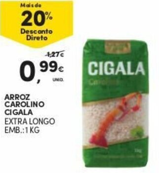 Continente Arroz Carolino Cigala 1kg promoção