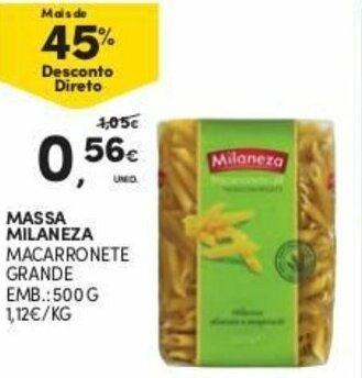 Continente Massa Milaneza 500g promoção