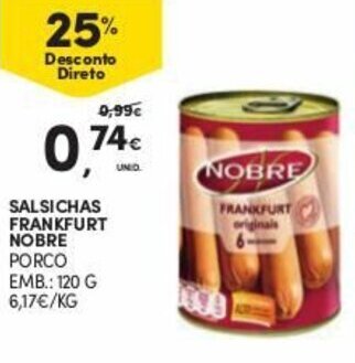 Continente Salsichas Frankfurt Nobre 120g promoção