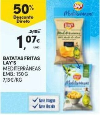 Continente Batatas Fritas Lay's 150g promoção