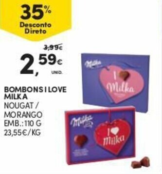 Continente Bombons I Love Milka 110g promoção