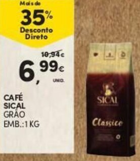 Continente Café Sical Grão 1kg promoção
