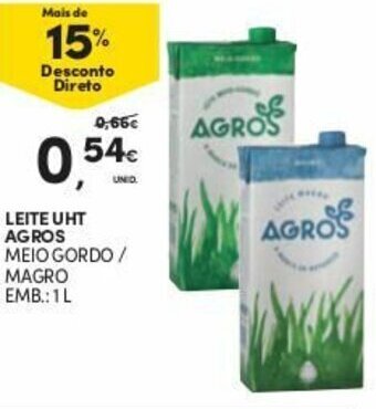 Continente Leite UHT Agros 1L promoção
