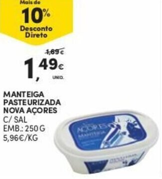 Continente Manteiga Pasteurizada Nova Açores C/Sal 250g promoção