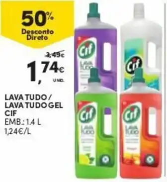 Continente Lava Tudo Lava Tudo Gel Cif 1.4L promoção