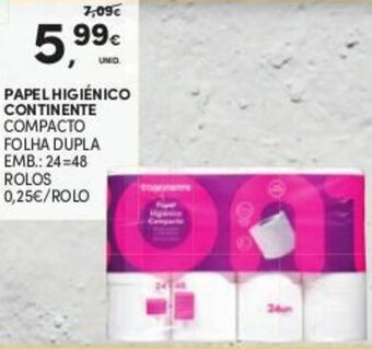 Papel Higiénico Continente 24=48 Rolos