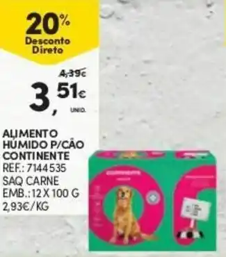 Continente Alimento Húmedo P/ Cão Continente 12x100g promoção