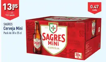 ALDI SAGRES Cerveja Mini Pack de 30 x 25 cl promoção