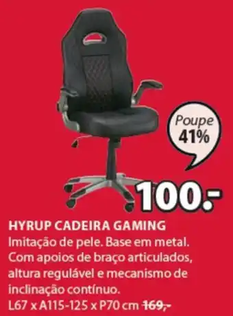 JYSK Hyrup Cadeira Gaming L67 x A115-125 x P70cm promoção