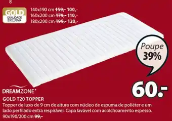 JYSK Gold T20 Topper 90x190/200cm promoção