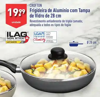 ALDI CROFTON Frigideira de Alumínio com Tampa de Vidro de 28 cm promoção