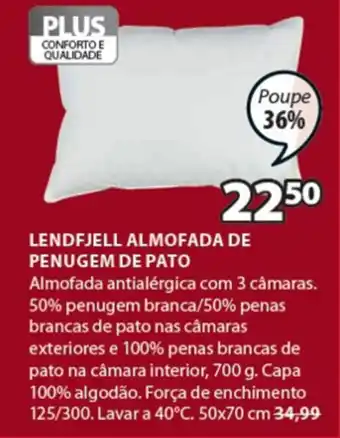 JYSK Lendfjell Almofada de Penugem de Pato promoção