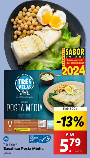 Lidl Três Velas Bacalhau Posta Média Emb. 800 g promoção