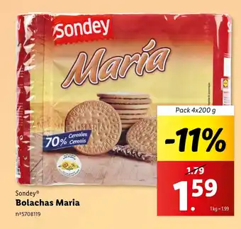 Lidl Sondey Bolachas Maria Pack 4x200 g promoção