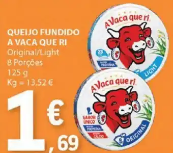 E.Leclerc QUEIJO FUNDIDO A VACA QUE RI Original/Light 8 Porções 125g promoção