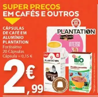 E.Leclerc CÁPSULAS DE CAFÉ EM ALUMÍNIO PLANTATION Fortissimo 20 Cápsulas promoção