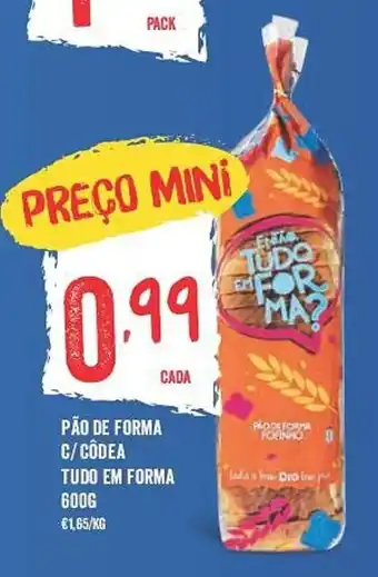 Minipreço PÃO DE FORMA C/CÔDEA TUDO EM FORMA 600g promoção