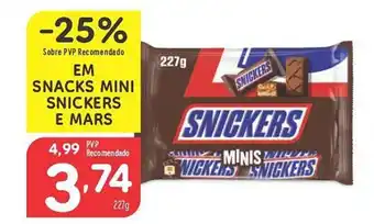 Minipreço EM SNACKS MINI SNICKERS E MARS promoção