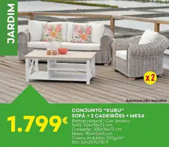 Bricomarché CONJUNTO "KUBU" SOFÁ + 2 CADEIRÕES + MESA promoção