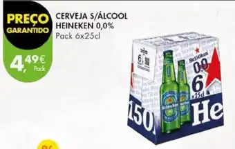 Pingo Doce CERVEJA S/ÁLCOOL HEINEKEN 0,0% Pack 6x25cl promoção