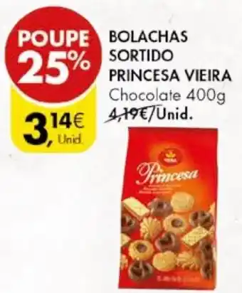 Pingo Doce BOLACHAS SORTIDO PRINCESA VIEIRA Chocolate 400g promoção