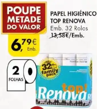 Pingo Doce PAPEL HIGIÉNICO TOP RENOVA Emb. 32 Rolos promoção