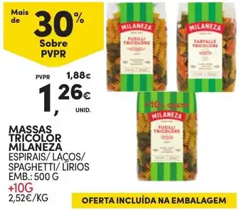 Continente MASSAS TRICOLOR MILANEZA 500g promoção