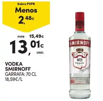 Continente VODKA SMIRNOFF GARRAFA: 70 CL promoção