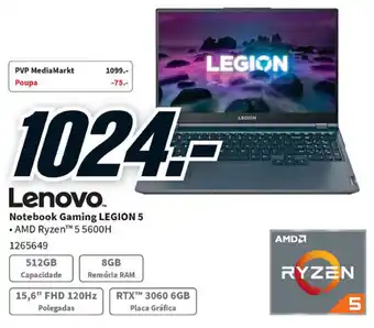 MediaMarkt Lenovo Notebook Gaming Legion 5 promoção