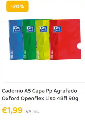 Caderno A5 Capa Pp Agrafado Oxford Openflex Liso 48fI 90g