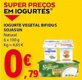 E.Leclerc IOGURTE VEGETAL BIFIDUS SOJASUN Natural 6 x 100 g promoção