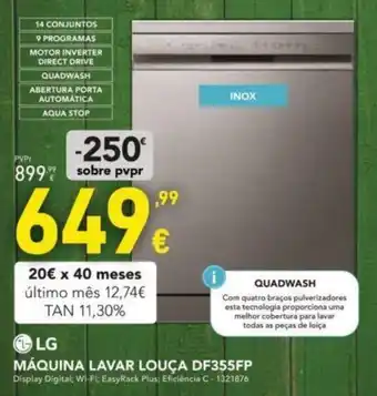 Radio Popular LG MÁQUINA LAVAR LOUÇA DF355FP promoção