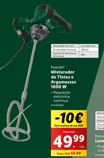 Lidl Parkside Misturador de Tintas e Argamassas 1600W promoção