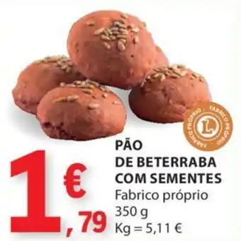 E.Leclerc PÃO DE BETERRABA COM SEMENTES Fabrico próprio 350 g promoção